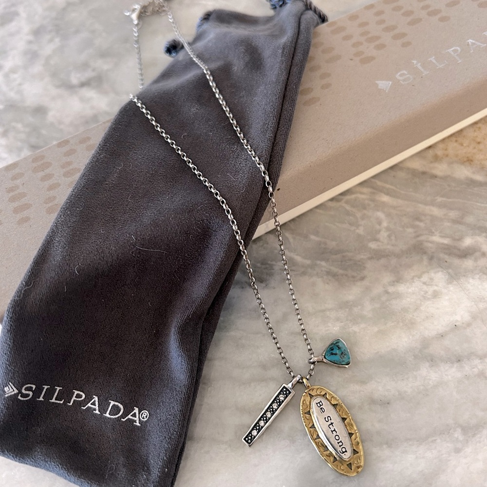 Retired Silpada “Be Brave” Sterling silver necklace
